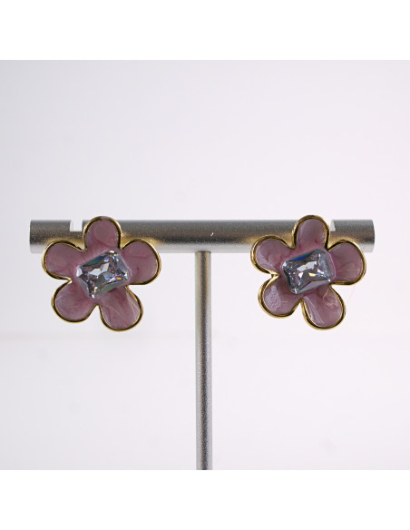 Kolczyki KWIATKI KWIATY RÓŻOWY   STAL CHIRURGICZNA  LOLITA AKCESORIA