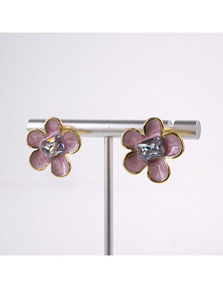 Kolczyki KWIATKI KWIATY RÓŻOWY   STAL CHIRURGICZNA  LOLITA AKCESORIA