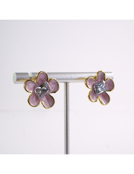 Kolczyki KWIATKI KWIATY RÓŻOWY   STAL CHIRURGICZNA  LOLITA AKCESORIA