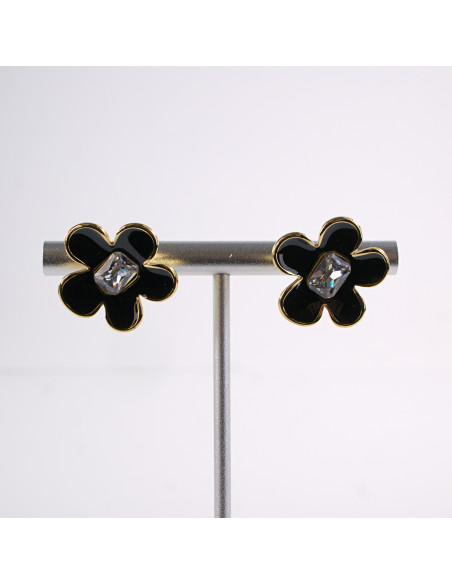 Kolczyk KWIATKI KWIATY  CZARNY  STAL CHIRURGICZNA  LOLITA AKCESORIA