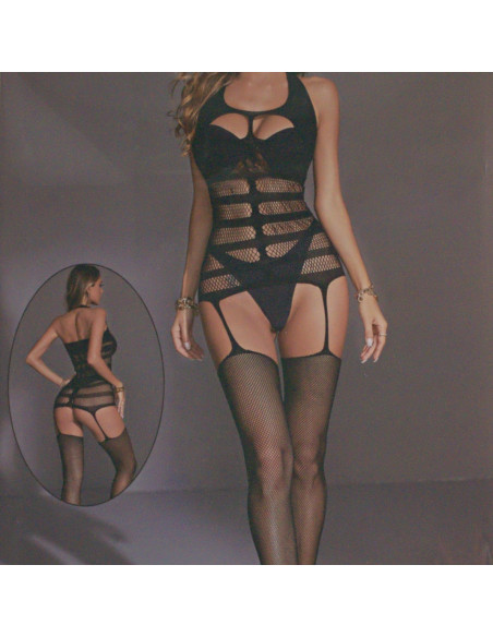 BIELIZNA EROTYCZNA BODY  SEKSOWNA KOMPLET CZARNY Lolita Accessories