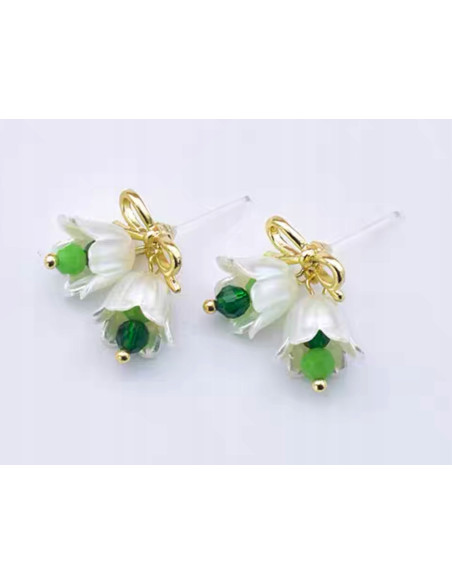 Kolczyki KWIATY KONWALIE BOHO Lolita Accessories srebrny sztyft 925