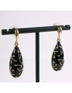 Kolczyki CZARNE WISZĄCE KROPLE ZŁOTY LOLITA AKCESORIA... 2