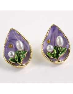 Kolczyki FIOLETOWY PORTRET KWIAT LOLITA AKCESORIA srebrny...