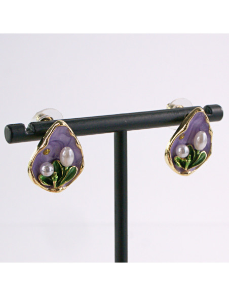 Kolczyki FIOLETOWY PORTRET KWIAT LOLITA AKCESORIA srebrny sztyft 925