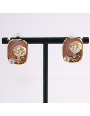 Kolczyki RÓŻOWY PORTRET KWIAT LOLITA AKCESORIA...