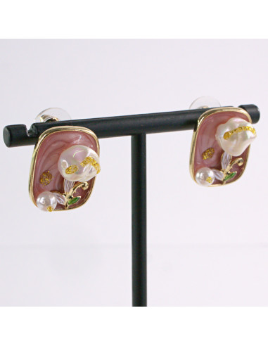 Kolczyki RÓŻOWY PORTRET KWIAT LOLITA AKCESORIA...