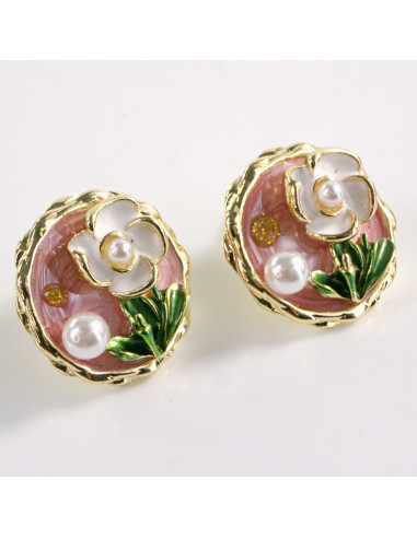 Kolczyki RÓŻOWY PORTRET KWIAT LOLITA AKCESORIA...