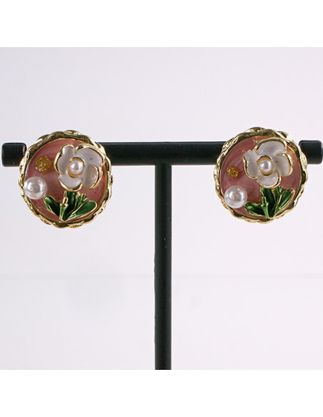 Kolczyki RÓŻOWY PORTRET KWIAT LOLITA AKCESORIA srebrny sztyft 925