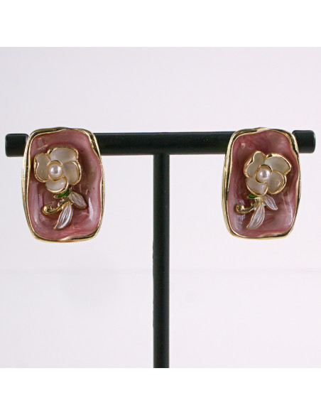 Kolczyki RÓŻOWY PORTRET KWIAT LOLITA AKCESORIA srebrny sztyft 925