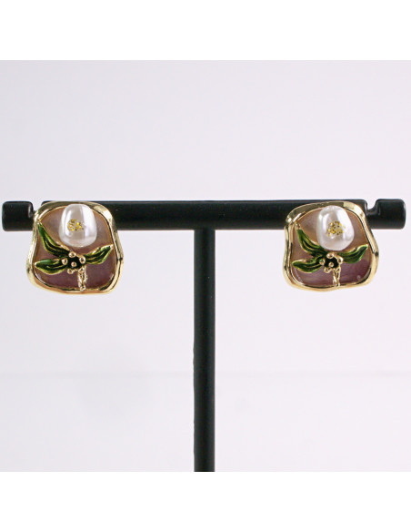 Kolczyki FIOLETOWY PORTRET KWIAT LOLITA AKCESORIA srebrny sztyft 925