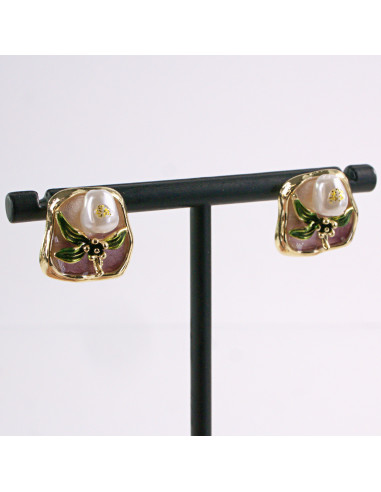 Kolczyki FIOLETOWY PORTRET KWIAT LOLITA...