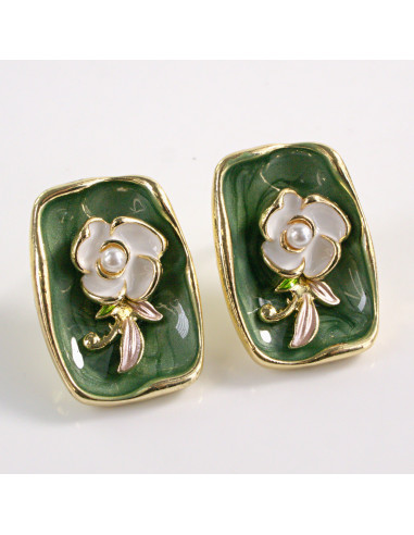 Kolczyki ZIELONY PORTRET KWIAT LOLITA AKCESORIA...