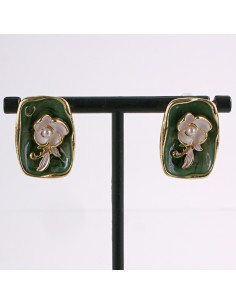 Kolczyki ZIELONY PORTRET KWIAT LOLITA AKCESORIA srebrny... 2