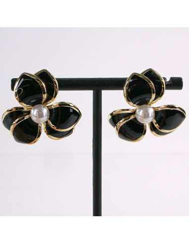 Kolczyki CZARNY KWIAT PERŁA KWIATEK LOLITA...