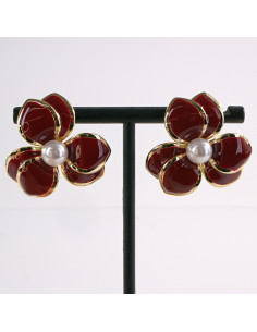 Kolczyki BORDOWY KWIAT PERŁA KWIATEK LOLITA AKCESORIA...