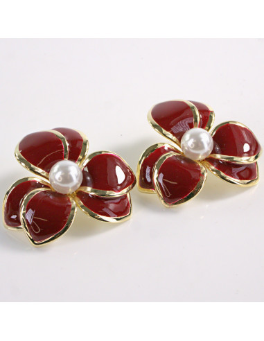 Kolczyki BORDOWY KWIAT PERŁA KWIATEK LOLITA...