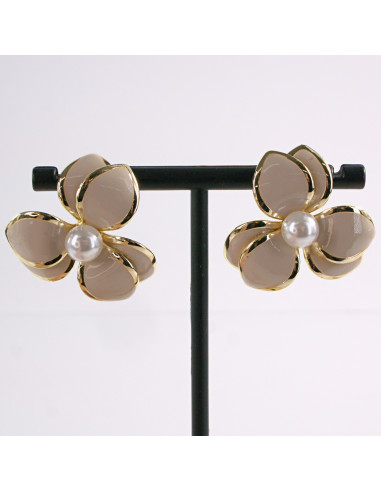 Kolczyki BEŻOWY KWIAT PERŁA KWIATEK LOLITA...