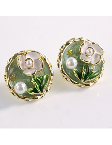 Kolczyki ZIELONY PORTRET KWIAT LOLITA AKCESORIA...