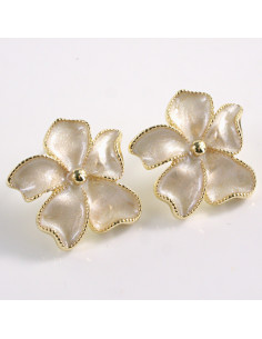 Kolczyki BEŻOWY KWIAT KWIATEK LOLITA AKCESORIA srebrny...