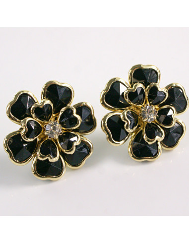 Kolczyki CZARNY KWIAT KWIATEK LOLITA AKCESORIA...
