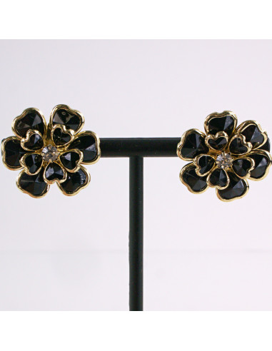 Kolczyki CZARNY KWIAT KWIATEK LOLITA AKCESORIA...