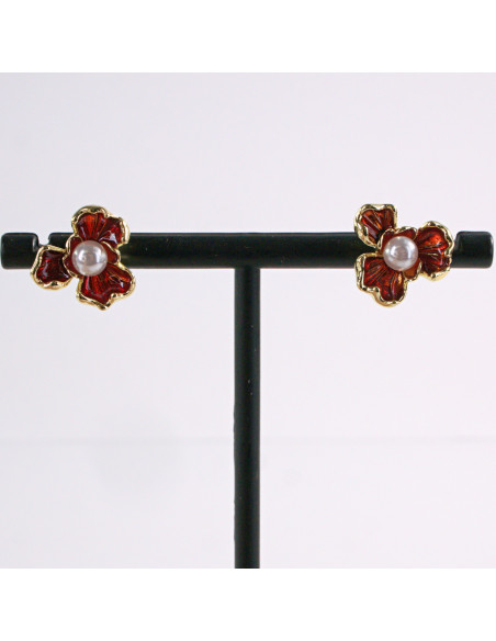 Kolczyki CZERWONY  KWIAT KWIATEK MAŁY LOLITA AKCESORIA srebrny sztyft 925