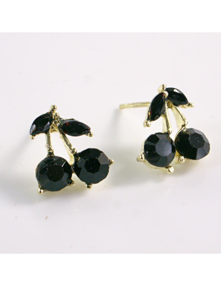 Kolczyki CZARNE WIŚNIE WISIENKI LOLITA AKCESORIA srebrny sztyft 925