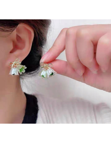 Kolczyki KWIATY KONWALIE BOHO Lolita Accessories srebrny sztyft 925