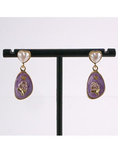 Kolczyki WISZĄCE ŁEZKI FIOLET KWIAT LOLITA...