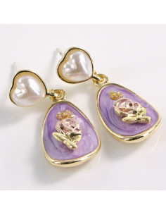 Kolczyki WISZĄCE ŁEZKI FIOLET KWIAT LOLITA AKCESORIA... 2