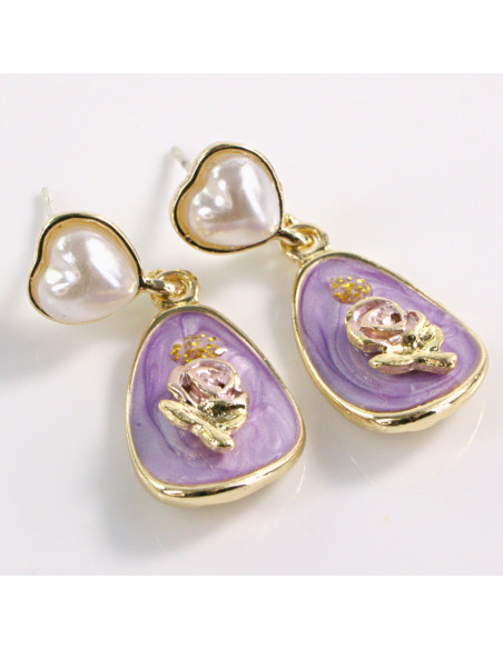 Kolczyki WISZĄCE ŁEZKI FIOLET KWIAT LOLITA AKCESORIA srebrny sztyft 925