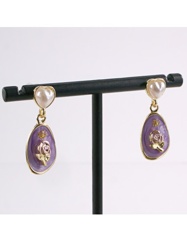 Kolczyki WISZĄCE ŁEZKI FIOLET KWIAT LOLITA...