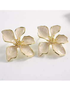 Kolczyki BEŻOWY KWIAT KWIATEK  LOLITA AKCESORIA srebrny...