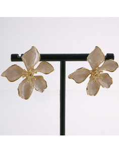 Kolczyki BEŻOWY KWIAT KWIATEK  LOLITA AKCESORIA srebrny... 2