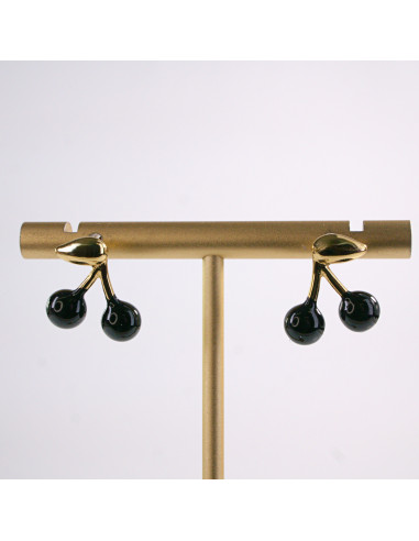 Kolczyki WIŚNIE czarne WISIENKI WIŚNIA STAL...