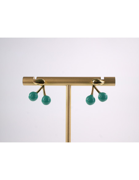 Kolczyki WIŚNIE turkusowe WISIENKI WIŚNIA STAL CHIRURGICZNA  LOLITA AKCESORIA