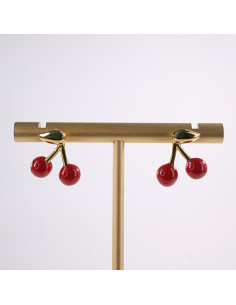 Kolczyki WIŚNIE czerwone WISIENKI WIŚNIA STAL...