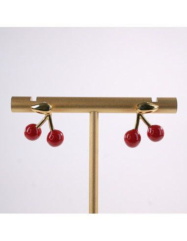 Kolczyki WIŚNIE czerwone WISIENKI WIŚNIA STAL...