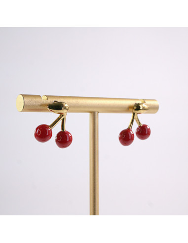 Kolczyki WIŚNIE czerwone WISIENKI WIŚNIA STAL...