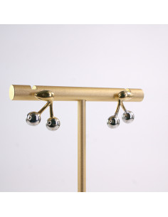 Kolczyki WIŚNIE WISIENKI srebrno - złote STAL... 2