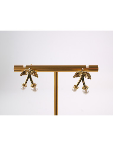 Kolczyki WIŚNIE perełki WISIENKI WIŚNIA STAL...