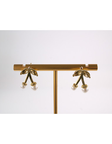 Kolczyki WIŚNIE perełki WISIENKI WIŚNIA STAL...