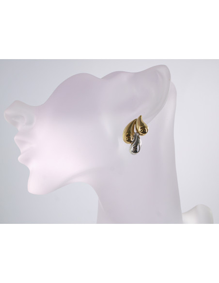 Kolczyki STAL CHIRURGICZNA CIEKNĄCE srebrno - złote KROPLE LOLITA AKCESORIA