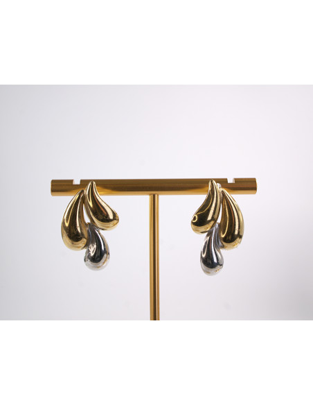 Kolczyki STAL CHIRURGICZNA CIEKNĄCE srebrno - złote KROPLE LOLITA AKCESORIA