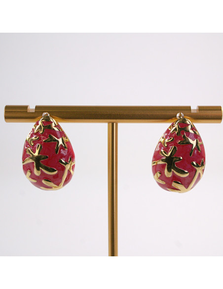 Kolczyki CZERWONE ŁEZKI KROPLE  STAL CHIRURGICZNA  LOLITA AKCESORIA