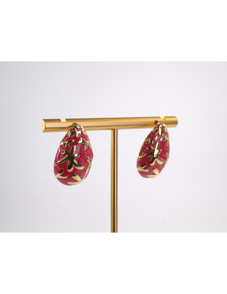 Kolczyki CZERWONE ŁEZKI KROPLE  STAL CHIRURGICZNA  LOLITA AKCESORIA