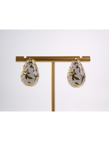 Kolczyki BIAŁE  ŁEZKI KROPLE  STAL CHIRURGICZNA...