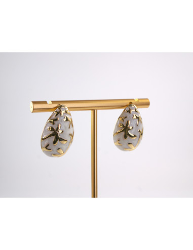 Kolczyki BIAŁE  ŁEZKI KROPLE  STAL CHIRURGICZNA...