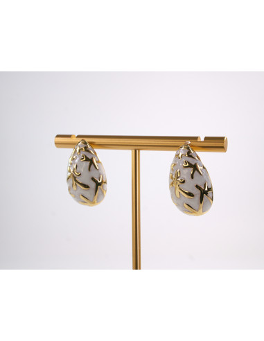 Kolczyki BIAŁE  ŁEZKI KROPLE  STAL CHIRURGICZNA...